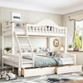 thumbnail image 1 of Harper & Bright Designs Twin over Full Bunk Bed with Storage Drawers and Shelves, Solid Wood Bunk Bed Frame with Guardrail and Ladder, Convertible 2 Beds, Beige, 1 of 15