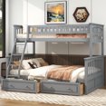 thumbnail image 1 of Harper & Bright Designs Twin Over Full Bunk Bed with Two Storage Drawers, Convertible Bunk Bed Can be Converted Into Two Daybed, Gray, 1 of 14