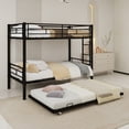 thumbnail image 1 of Harper & Bright Designs Twin Over Twin Bunk Bed with Trundle, Metal Bunk Bed Frame with Ladder and Guardrail for Boys Girls, Black, 1 of 14