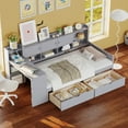 thumbnail image 1 of Harper & Bright Designs Twin Size Corner Daybed with Storage Cabinets and Drawers, Wooden L-Shape Daybed Frame with Desk and Bookshelf, Gray, 1 of 15