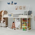 thumbnail image 1 of Harper & Bright Designs Twin Size House Bunk Bed with Ladder, Twin Over Twin Metal Bunk Bed Frame with Guardrail for Boys and Girls, White, 1 of 13