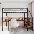 thumbnail image 1 of Harper & Bright Designs Twin Size Loft Bed with L-Shaped Desk And Stairs, Metal Loft Bed Frame with Large Storage Space For Bedroom, Black, 1 of 13
