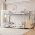 thumbnail image 1 of Harper & Bright Designs Twin Size Metal Bunk Bed with Storage stairs, Twin over Twin Heavy Duty Bunk Bed Frame with Fully Enclosed Safety Rail for Apartment Dormitory, White, 1 of 10