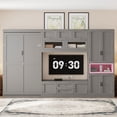 thumbnail image 1 of Harper & Bright Designs Twin Size Murphy Bed with Cabinets and TV Stand, Wooden Twin Cabinet Bed Wall Bed with Storage Shelves, Folding Wall Chest Bed with 2 Drawers, Gray, 1 of 18