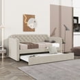 thumbnail image 1 of Harper & Bright Designs Twin Size Upholstered Daybed with Trundle, Velvet Sofa Bed Frame with USB Charging, Light Beige, 1 of 9