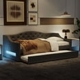 thumbnail image 1 of Harper & Bright Designs Twin XL Size Upholstered Daybed with Trundle and Button Tufted Backrest, Linen Sofa Bed with LED Belt, Gray, 1 of 13