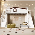 thumbnail image 1 of Harper & Bright Designs Twin over Full Bunk Bed with Slide and Wardrobe, Space Saving Wood Bunk Bed Frame with Storage Staircase & Open Shelf, White, 1 of 12