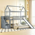 thumbnail image 1 of Harper & Bright Designs Twin over Full House Bunk Bed with Slide and Stairs for Bedroom, Wood Bunk Bed Frame with Guard Rail & Storage, Gray, 1 of 18