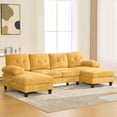 thumbnail image 1 of Harper & Bright Designs U-Shaped Sectional Sofa Set with Chaise, 4-Seat Couch with Lounge, Chenille Upholstered Sectional Sofe with Storage Pockets for Living Room, Yellow, 1 of 14