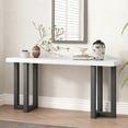 thumbnail image 1 of Harper & Bright Designs Unique Wood Console Table with Geometric Design for Living Room and Entryway, Gray+White, 1 of 7