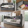 thumbnail image 1 of Harper & Bright Designs Upholstered Twin Size Daybed, Hydraulic Storage Twin Bed Frame with USB & Charging, Velvet Daybed Bed Frame with Tufted Sofa Back, Gray, 1 of 18