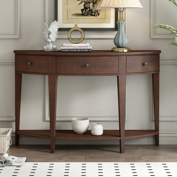 Harper & Bright Designs Vintage Console Table with Storage, Wood Entryway Table with Drawer and Open Shelf, Espresso