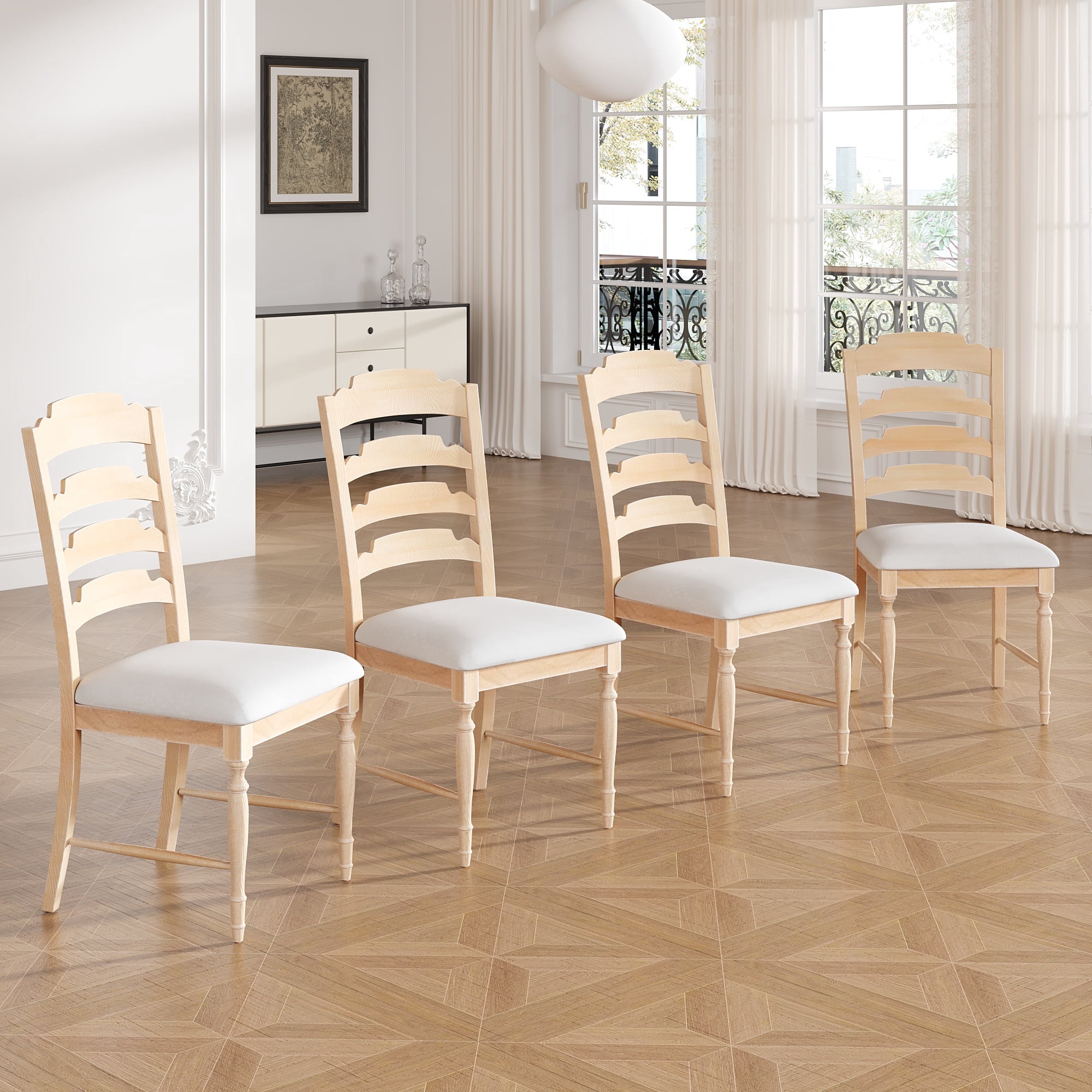 Harper & Bright Designs Vintage Dining Chairs Set of 4, Upholstered ...