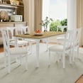 thumbnail image 1 of Harper & Bright Designs Vintage Extendable Dining Table Set for 6, Rectangle Rustic Farmhouse Kitchen Table Set with Removable Leaf and with 6 Chairs for Kictchen, Natural+White, 1 of 17