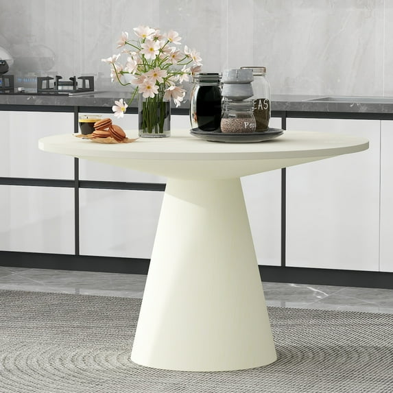 Harper & Bright Designs White Round Dining Table, Modern Wood Kitchen Table for Dining Room and Living Room