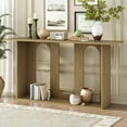 thumbnail image 1 of Harper & Bright Designs Wood Curved Console Table with Shelf , Modern Entryway Table with Ash Veneer Designed for Entryway and Hallway , Natural, 1 of 8