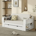 thumbnail image 1 of Harper & Bright Designs Wood Full Daybed with Pop Up Trundle & Hydraulic Side Table, Full Size Daybed with Storage Drawers & Removable Desk, White, 1 of 17