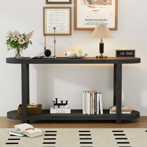 Harper & Bright Designs Wood Narrow Console Table with Stroage , Minimalist Entryway Table with Streamlined Desktop Design Hallway and Entryway , Black