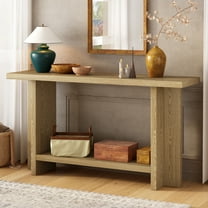 Harper & Bright Designs Wood Narrow Console Table with Stroage , Minimalist Entryway Table with T-Leg Design for Hallway and Entryway , Natural