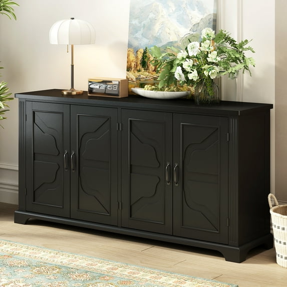 Harper & Bright Designs Wood Sideboard Buffet Cabinet with Storage, Console Cabinet with Doors for Hallway Entryway Living Room Dining Room, Black