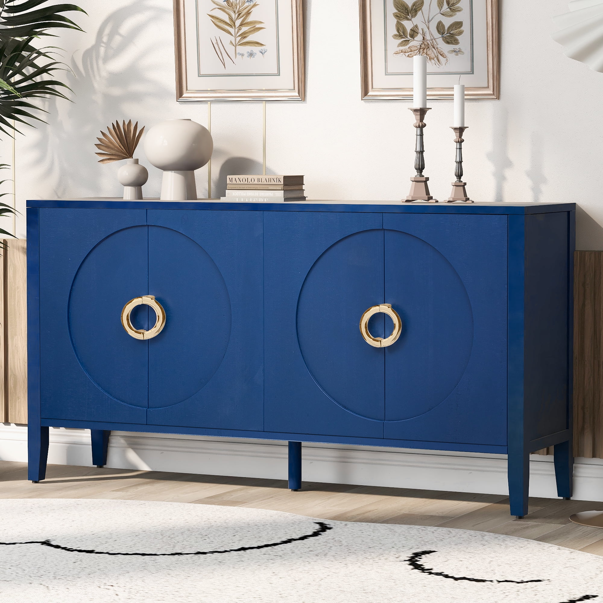 Harper & Bright Designs Wood Sideboard Cabinet with Storage, Unique ...