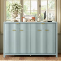 Harper & Bright Designs Wood Sideboard Cabinet with Storage, Fluted Accent Cabinet with Doors and Drawers for Entryway, Living Room, Foyer, Cyan