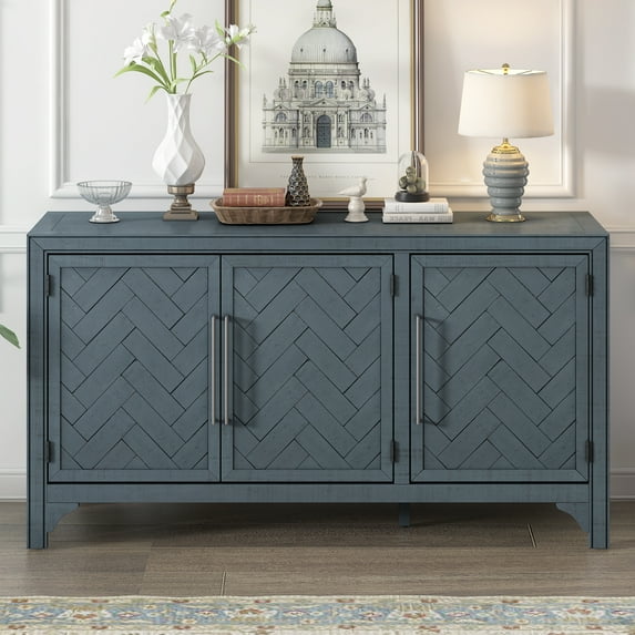 Harper & Bright Designs Wood Sideboard Cabinet with Storage, Modern Accent Cabinet with Doors for Living Rooms, Entrance and Study Rooms, Navy