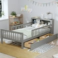 thumbnail image 1 of Harper & Bright Designs Wood Twin Size PlatformBed with 2 Storage Drawers, Twin Platform Bed with Guardrails on Both Sides for Boys Girls, Gray, 1 of 17