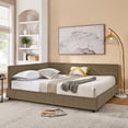thumbnail image 1 of Harper & Bright Designs Queen Size Upholstered Daybed Frame with Backrest and Armrests, Velvet L Shaped Corner Sofa Bed for Bedroom Living Room, Brown, 1 of 10