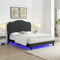 thumbnail image 1 of Harper & Bright Designs Queen Size Upholstered Platform Bed with LED light and Headboard, Velvet Platform Bed with Curve Design for Bedroom, Black, 1 of 11