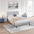 thumbnail image 1 of Harper & Bright Designs Queen Size Upholstered Platform Bed with Tufted Linen Headboard, Wood Bed Frame with Slat Support for Bedroom, Light Gray, 1 of 9