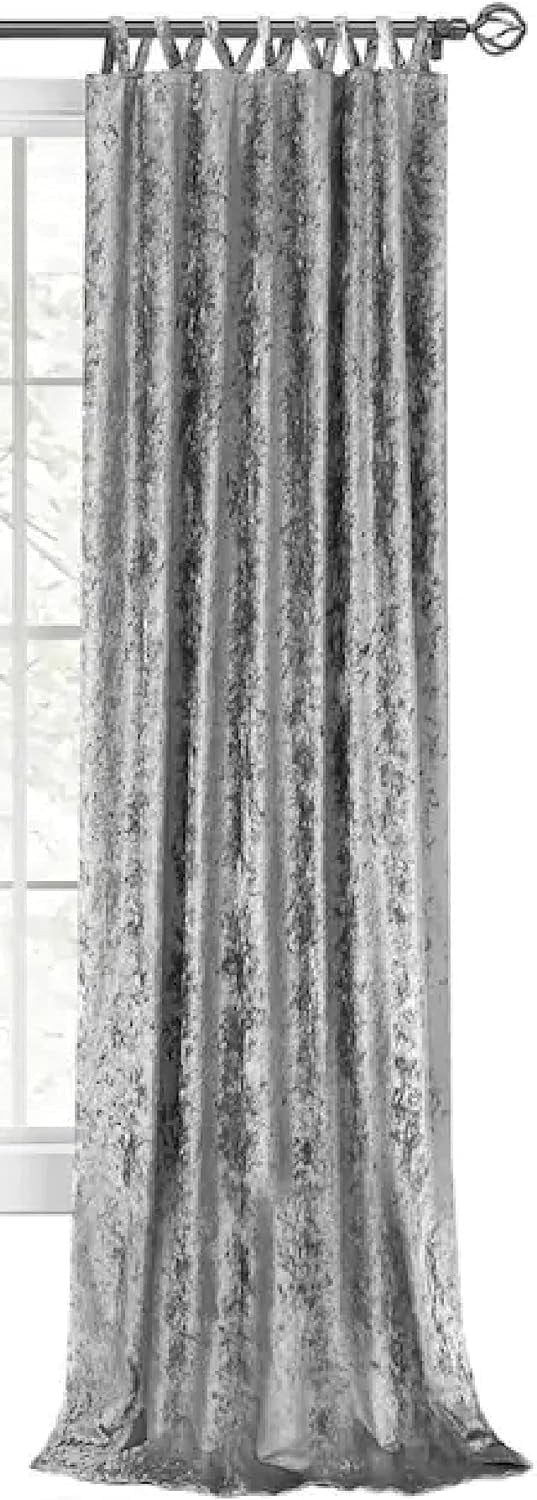 Harper Grey Crushed Velvet Light Filtering Drape Panel