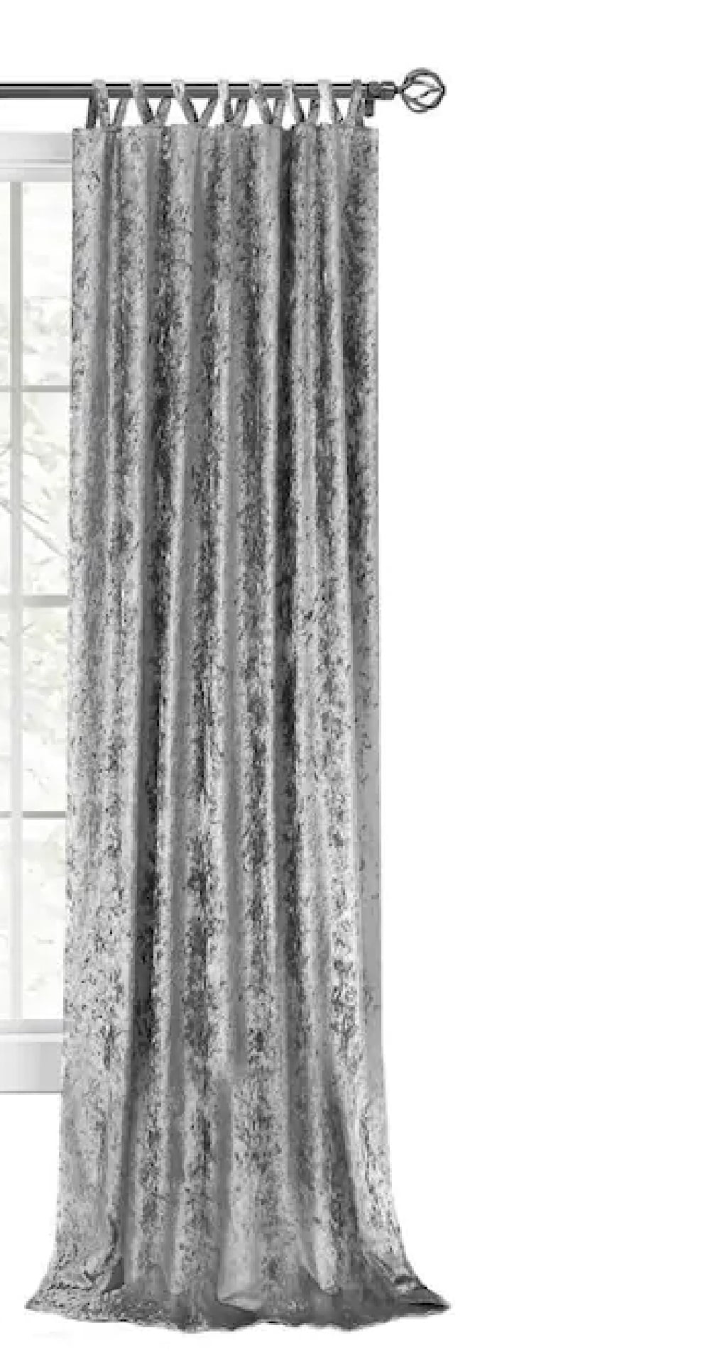 Harper Grey Crushed Velvet Light Filtering Drape Panel