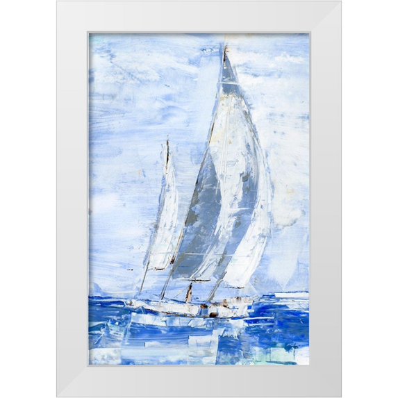 Harper, Ethan 11x14 White Modern Wood Framed Museum Art Print Titled - Blue Sails II