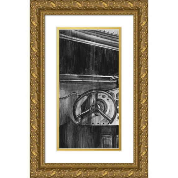 Harper, Ethan 11x18 Gold Ornate Wood Framed with Double Matting Museum Art Print Titled - Vintage Cockpit I