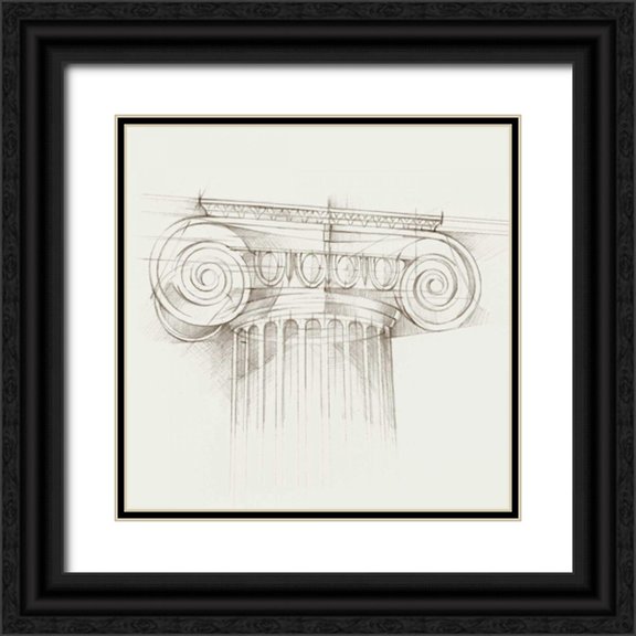 Harper, Ethan 12x12 Black Ornate Wood Framed with Double Matting Museum Art Print Titled - Column Schematic III
