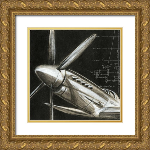 Harper, Ethan 12x12 Gold Ornate Wood Framed with Double Matting Museum Art Print Titled - Aerial Navigation II