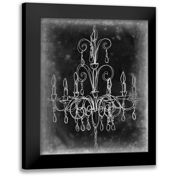 Harper, Ethan 12x14 Black Modern Framed Museum Art Print Titled - Chalkboard Chandelier Sketch II