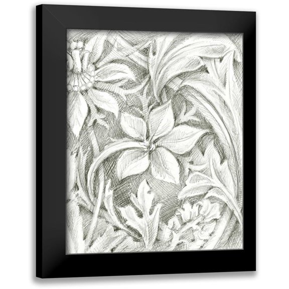 Harper, Ethan 12x14 Black Modern Framed Museum Art Print Titled - Floral Pattern Sketch III