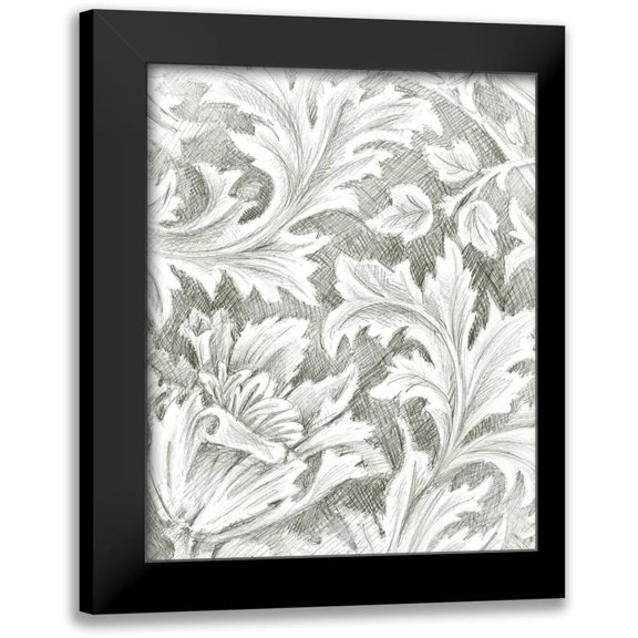 Harper, Ethan 12x14 Black Modern Framed Museum Art Print Titled - Floral Pattern Sketch II