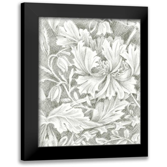 Harper, Ethan 12x14 Black Modern Framed Museum Art Print Titled - Floral Pattern Sketch I