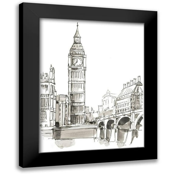 Harper, Ethan 12x14 Black Modern Framed Museum Art Print Titled - Pen and Ink Travel Studies II