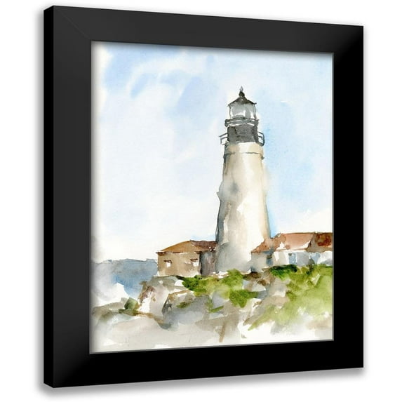 Harper, Ethan 12x14 Black Modern Framed Museum Art Print Titled - Plein Air Lighthouse Study II