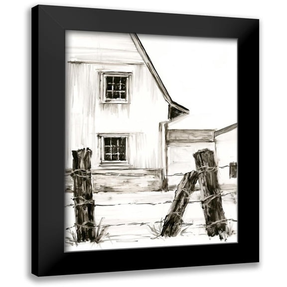 Harper, Ethan 12x14 Black Modern Framed Museum Art Print Titled - Rustic Barbed Wire I