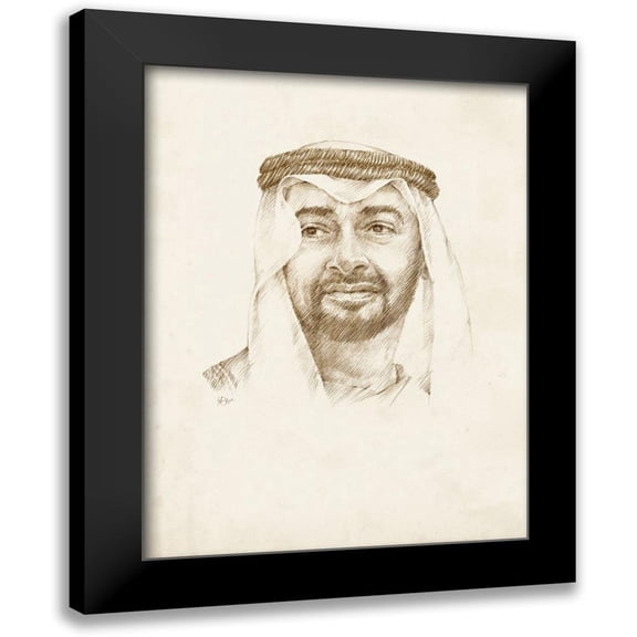 Harper, Ethan 12x14 Black Modern Framed Museum Art Print Titled - Sheikh Mohammed bin Zayed Al Nahyan