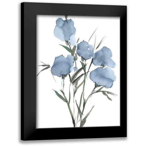 Harper, Ethan 12x14 Black Modern Framed Museum Art Print Titled - Watercolor Blue Bouquet I