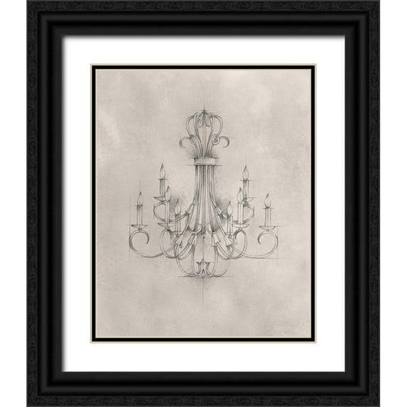 Harper, Ethan 12x14 Black Ornate Wood Framed with Double Matting Museum Art Print Titled - Chandelier Schematic IV