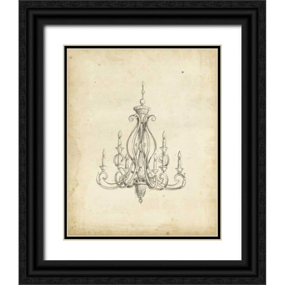 Harper, Ethan 12x14 Black Ornate Wood Framed with Double Matting Museum Art Print Titled - Classical Chandelier IV