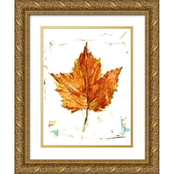 Harper, Ethan 12x14 Gold Ornate Wood Framed with Double Matting Museum Art Print Titled - Autumn Leaf Study I