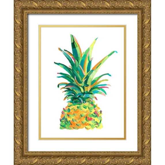 Harper, Ethan 12x14 Gold Ornate Wood Framed with Double Matting Museum Art Print Titled - Bright Pop Pineapple II